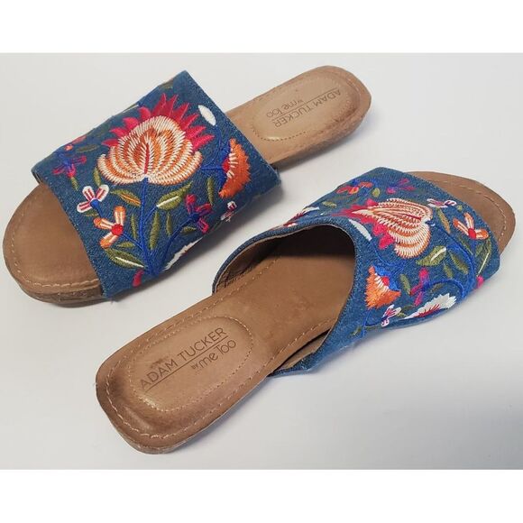 Nella Embroider Floral Sandal by Adam Tucker Me Too 7.5 Slip On K2112712 Boho - Picture 9 of 12